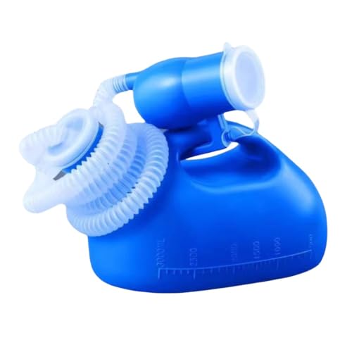 WOLKKAM 介護用男性尿器 2way ホース 防臭 2000ml 1.6m ブルー ホワイト (ブルー)