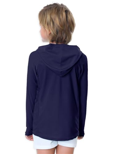 Image of AOBUTE Unisex Kids Long Sleeve Hoodie Rash Guard Boys UPF 50+ Swim Top with Thumb Hole 3-12 Years