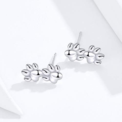 Lovely Puppy Paw Print Stud Earrings Sterling Silver for Women Girls Cute Animal Dog Pet Earring Ear Studs Piercing Hypoallergenic Fashion Jewelry4