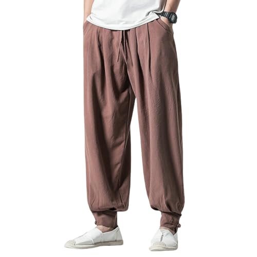 Pantalon sarouel en coton lin style chinois pour vos moments de détente