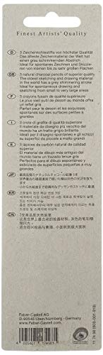 FABER-CASTELL 117498 - Kohlestift PITT fettfrei, 3er Packung