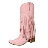 Generisch Fransen Stiefel Damen-Gothic-Stiefeletten Blockabsatz Snip Toe,...