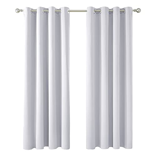 Deconovo Bedroom Blackout Curtains Eyelet, Super Soft Thermal Curtains for Kids Bedroom, OEKO-TEX Certified, Energy Saving, W51 x L91, Silver Grey, 2 Panels