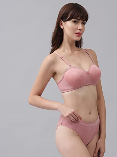 Image of SPUNN Padded Cotton Mix Bra and Panty Set for Women's Pack of 3