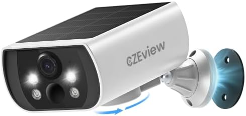 CZEview 3K 5MP Überwachungskamera Aussen Akku Solar, Magnetische Montage | 300° Schwenkfunktion Kabellose Solarkamera Außen, 2.4GHz WLAN, Bewegungserkennung, 2-Wege Audio, Farb-Nac