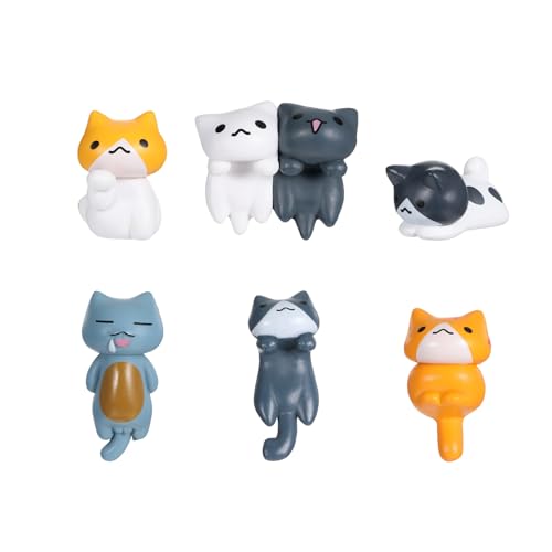 Hadnves 6 Pcs Cat Car Interior Decorate Rearview Mirror Ornaments Decorations Mini Cute Dashboard Truck Decor Funny Pussy Automotive Decorative Universal Animals Cartoon Accessories for Women Girl
