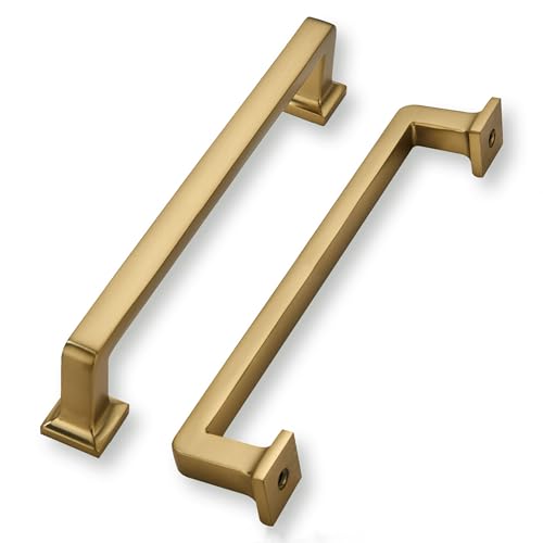 khtumeware 6 Pack Champagne Bronze Cabinet Pulls, 6-1/4 Inch Hole Center Cabinet Handles Kitchen Hardware Straight Bar for Cabinets and Drawer Pulls