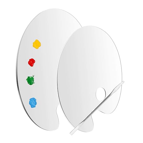 Trketk 2 Pezzi Tavolozza Di Colori Acrilici Trasparenti, Tavolozza Per Miscelare Colori Con Aste Per Miscelare Colori In Acciaio Inossidabile Tavolozz