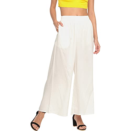 Image of GO COLORS Soft Viscose Basic Palazzo Full Length for Women| Breathable, Mid Rise, Relaxed Fit