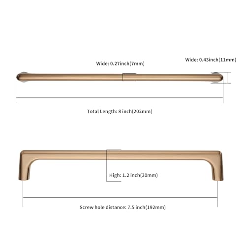 Image of 9BUILD 10 Pack Champagne Bronze Cabinet Pulls 7.5 Inch Kitchen Cabinet Handles Cabinet Hardware Kitchen Handles for Cabinets Cupboard Handles Dresser Pulls Drawer Handle