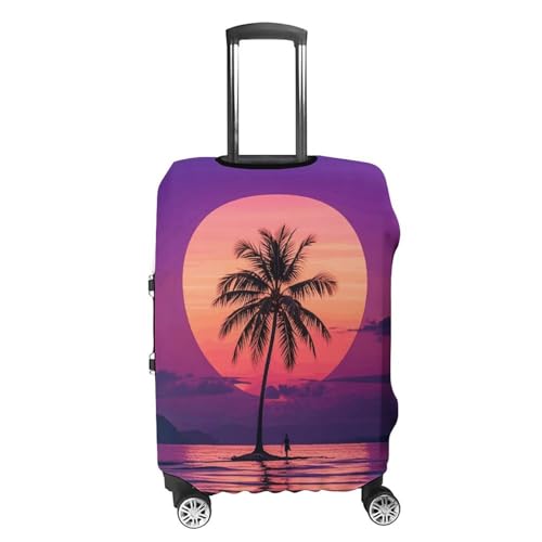 Palm Tree Purple Sunset Elastic Luggage Cover Suitcase Protector for 19-32 Inch Suitcases | Universal Stretchable Travel Bag Cover | Anti-Scratch, Washable with Zipper Closure XL4