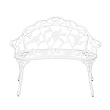 banc aluminium exterieur CONSTRUCTION SOLIDE ET DURABLE：Le siège et le dossier sont fabriqués en aluminium moulé, tandis que les pieds et les accoudoirs sont en fer robuste, garantissant une structure stable et résistante.