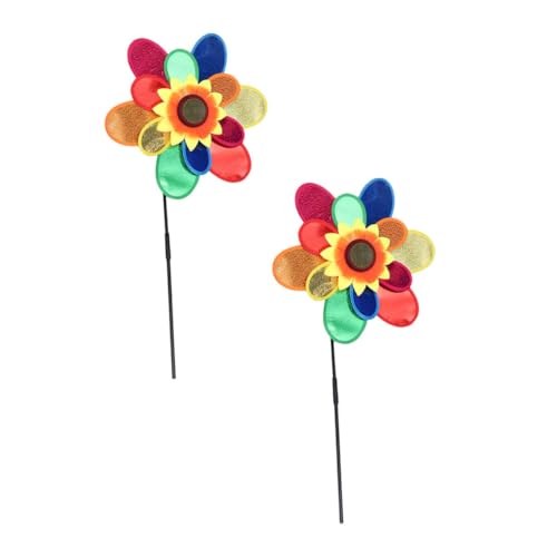 UPKOCH 2Pcs Sunflower Windmill for Outdoor Garden Decor Fun Decorations for Yards Parties and Flower Beds and Windmill Adornment