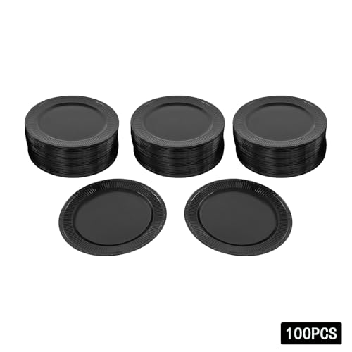 Platos cargadores plásticos 13 in set x100 negro miniatura 3
