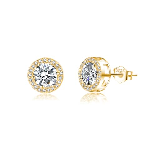 Aretes de plata de ley con circonitas de talla brillante y acabado premium duradero