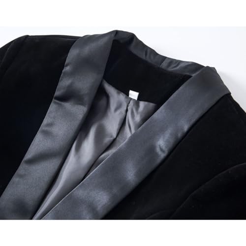 YTPTPST Blazer Feminino De Veludo Com Gola Xale, Blazer Elegante Para Coquetel E Festa,Dark blue,S