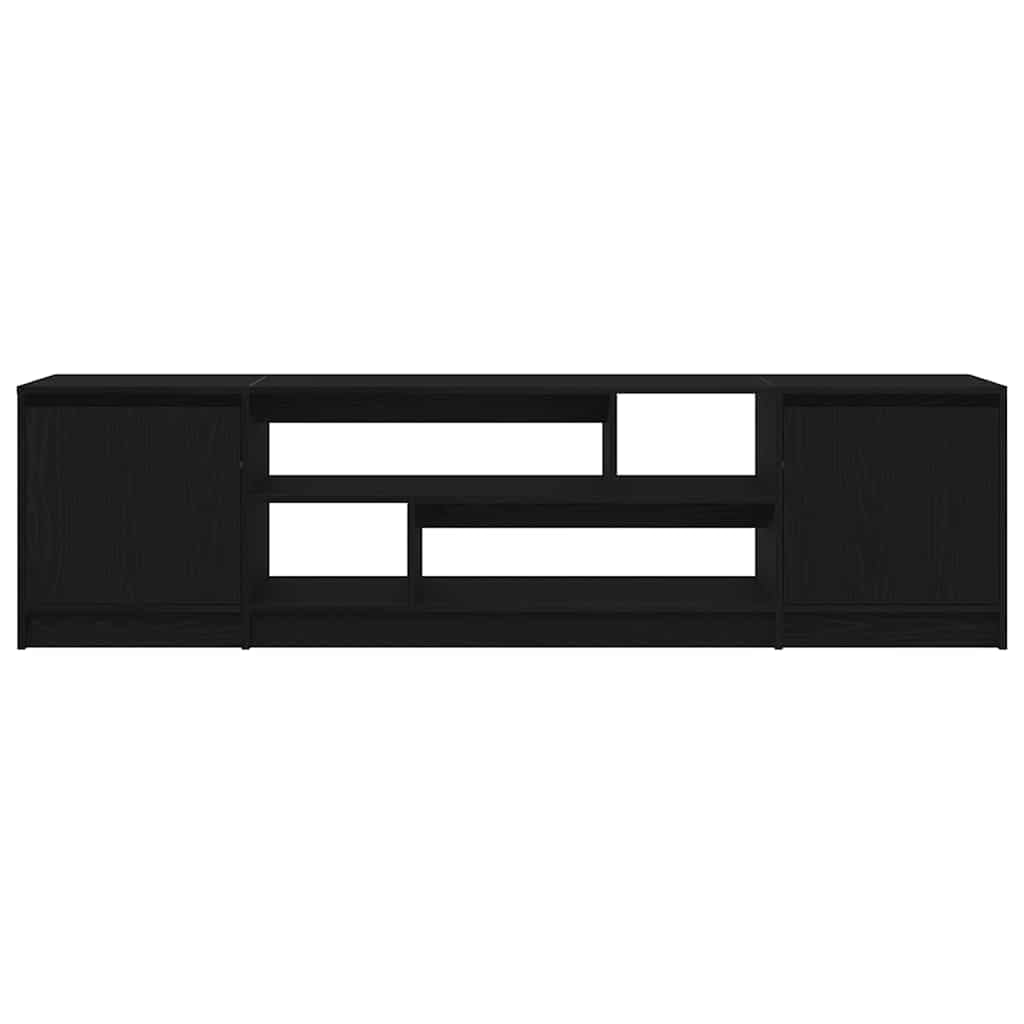 TV-Schrank Schwarz Eiche-Optik 188,5x41x50 cm, Holzwerkstoff, Robustes TV-Möbel, modernes Media-Center für Wohnzimmer und Schlafzimmer, viel Stauraum