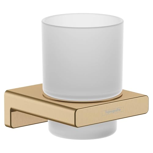 hansgrohe AddStoris - Zahnputzbecher, Zahnbürstenhalter für Wandmontage, Zahnbürstenbecher, verdeckte Befestigung, Badezimmer Zubehör, Brushed Bronze, 41749140