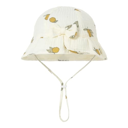 Luckywaqng Chica Bebé Algodón Flores y Plantas Impresión Lazo Sombrero de Sol Sombrero de Platillo 0 12 Meses Sombrero de Sol Con Red, G, Talla única