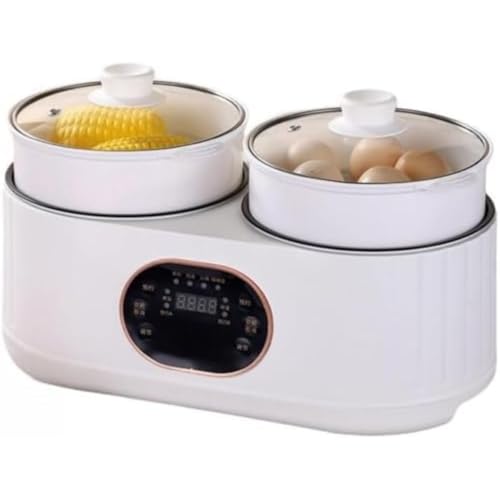 Dearolling ダブルタンク電気炊飯器 多機能ホットポット スマート家庭用全自動保温一体型鴛鴦鍋 保温機能付き非粘着鍋 簡単清掃可能 (蒸し器付き,智能版)