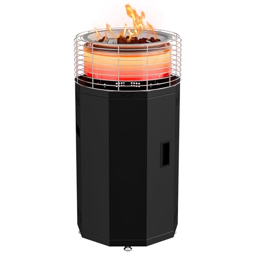 DoCred 34.8" H Outdoor Patio Heater, 56000 BTU 2 in 1 Propane Smokeless Fire Pit Heater for Backyard, Garden, Deck, Party