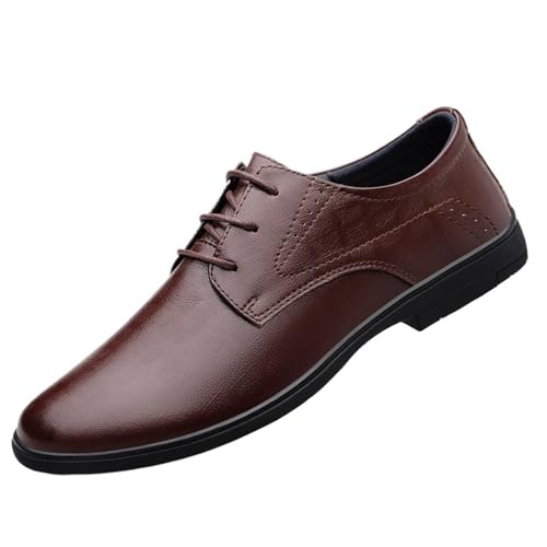 Classic Round Toe Men's Leather Oxford Shoes Lace Up and Slip-On Business Formal Work Shoes for Daily Wear