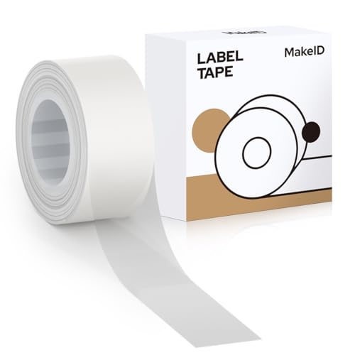 MakeID Q1 E1 - Cinta de etiquetas, 16 mm x 4 m, recargas impermeables laminadas adhesivas personalizadas para oficina, casa, etiquetas adhesivas térmicas de repuesto
