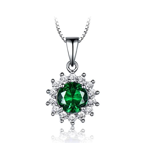 Collier émeraude verte pour femme avec pendentif argent sterling et chaîne