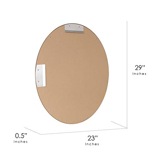 Head West Brushed Nickel Stainless Steel Oval Framed Beveled Accent Wall Vanity Mirror - 23 X 29 #TOP5