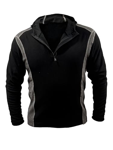 FR Hoodies for Men Flame-Resistant (FR) Mid-Weight Hooded Stretch 1/4 Zip Pullover Mens Sweatshirt Black and Grey Hoodies2