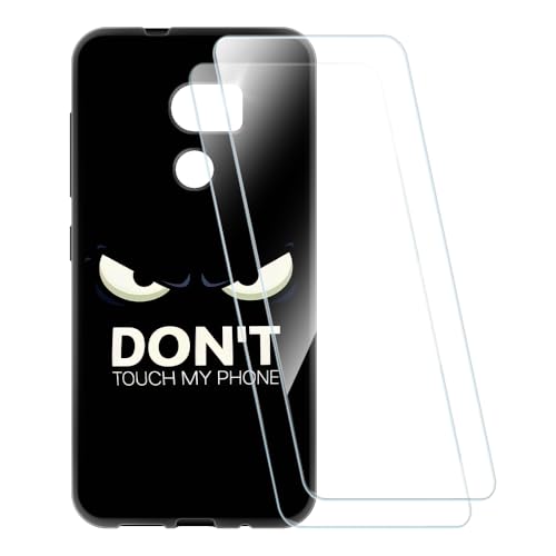 ESACMOT Bedruckte Hülle + 2 Glas Schutzfolie Kompatibel mit HTC One X10, Stoßfeste Weiche Cover & HD Klare Tempered Glass Folie (Nicht berühren)