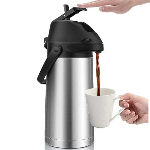 ابريق قهوة مع مضخة من بروسوزا - 64 اونصة/ 1.9 لتر ابريق حراري 24 ساعة - موزع ماء ساخن وقارورة شاي - موزع مشروبات ساخنة من الستانلس ستيل المعزول