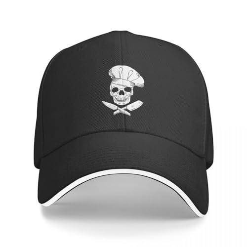 KOSOEII Gorra de béisbol con Gorro de Cocinero y Cuchillos de Cocina Cruzados con Calavera, Gorra de Pescador, Gorra Divertida, Gorras para Mujer y Hombre