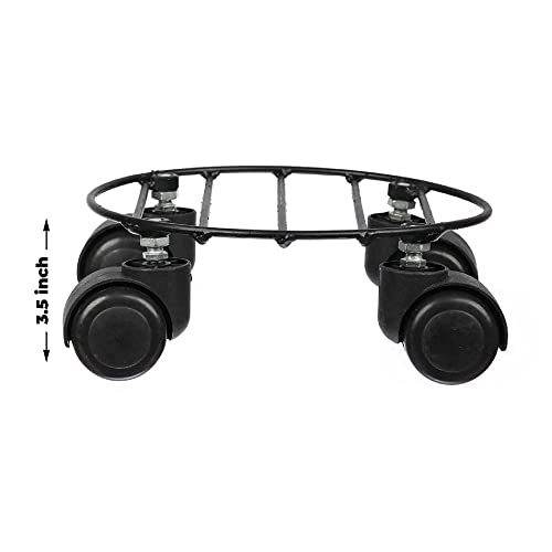 Image of Metal Black Strong Round Plant Stand with Wheels for Flower PotsOutdoor / Indoor Plants Gamla Stand | For Living room , Balcony and Home Garden | Durable and Sturdy | Rust Free Metal (Black Set of 4)