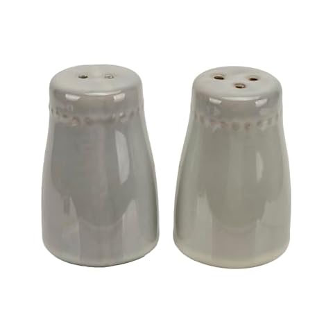 100 North PD Home & Garden Decorative and Functional Kitchen Décor 3 x 2 Inch Ceramic Salt and Pepper Shaker, Set of 2, Grey Cover