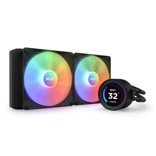 Image of NZXT Kraken Elite 280 RGB - RL-KR28E-B1 - 280mm AIO CPU Liquid Cooler - Customizable 2.36 inch LCD Display for Images, Performance Metrics - High-Performance Pump - 2 x F140 RGB Core Fans - Black