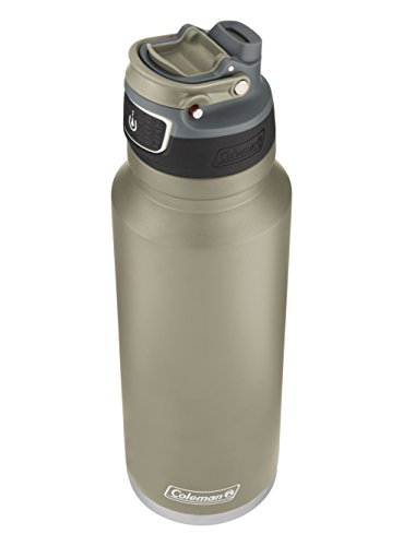 Coleman FreeFlow AUTOSEAL Insulated Stainless Steel Water Bottle, Sandstone, 40 oz