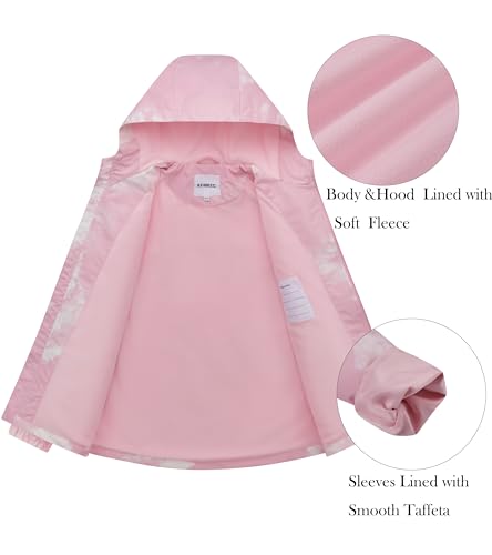 Image of Boys Girls Rain Jackets Waterproof Hooded Fleece Raincoats Lightweight Windbreakers for Kids