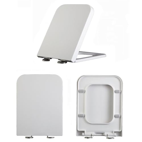 Abattant WC carré blanc déclipsable avec charnières réglables - 2