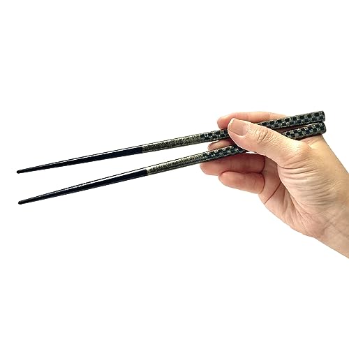 【食洗器対応箸 和ごころ】 天然木 日本製 おはし 高級 和柄 モダン 木箸 箸 すべり止め 家庭用 (砂金市松 男性用23p)