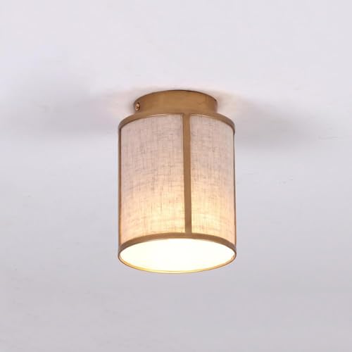 Plafonnier tissu style japonais petit luminaire compact encastré de couloir