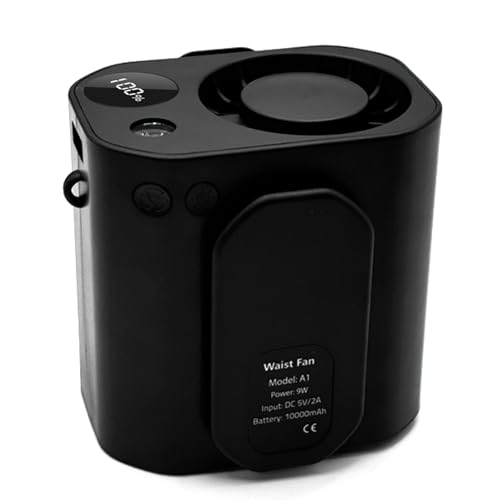 Storage Bag Ventilador de cintura portátil recargable de bajo ruido para senderismo, sin aspas, eléctrico, para colgar en el cuello, dispositivo de refrigeración