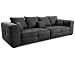 Produktbild Cavadore Big Sofa Mavericco / XXL Couch im modernen Design / Inklusive Rückenkissen und Zierkissen / 287 x 69 x 108 cm (BxHxT) / Mikrofaser Schwarz