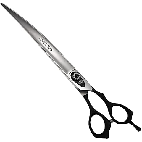 Fenice Peak 8'' Professional Curved Dog Grooming Scissors Heavy and Anti-Slip Black Handler 440C Stainless Steel Pet Cutting Shears Safety Trimming Shearing for Dogs Cats Cover