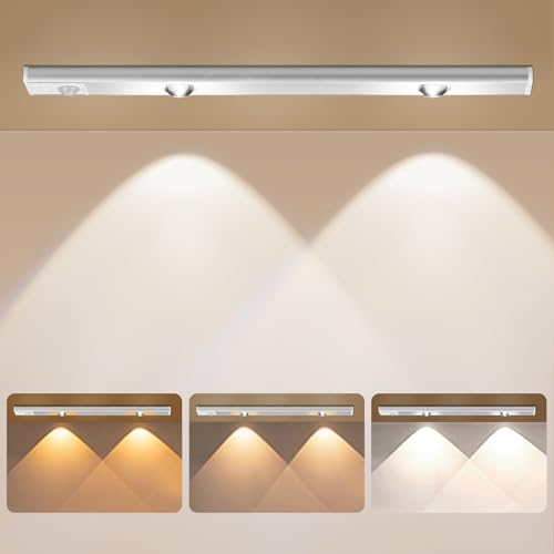HONGNIX 30CM Led Sottopensile Cucina,1500mAh Luci Led Armadio con Sensore Movimento,4 Modalità,Ricaricabile USB, Dimmerabile Lampada per Cucine, Corridoi, Scale, Soggiorni, Camere Da Letto (6000K)