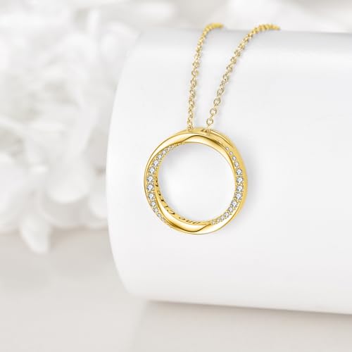 KZX Circle Necklace for Women 925 Sterling Silver Round Pendant Necklace Circle Jewelry Gifts for Women Lover Wife2