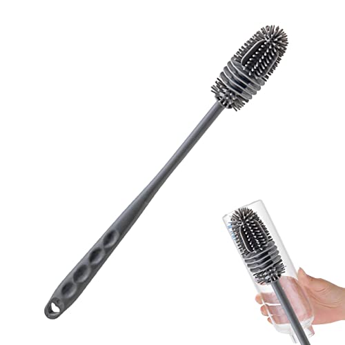 SCOOVY Baby Bottle Cleaner Brush with Holder, Silicone Bottle Brush, Long Handle Cup Cleaner, BP-Free