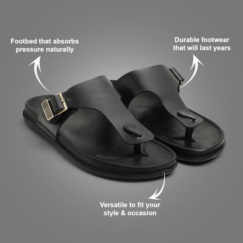 Image of DOCTOR HEALTH SUPER SOFT Men's Stylish Cushioned Slippers | Breathable, Skid Resistant, Adjustable Strap | PU Double Density Anti-Slip Casual Footwear for Everyday Comfort