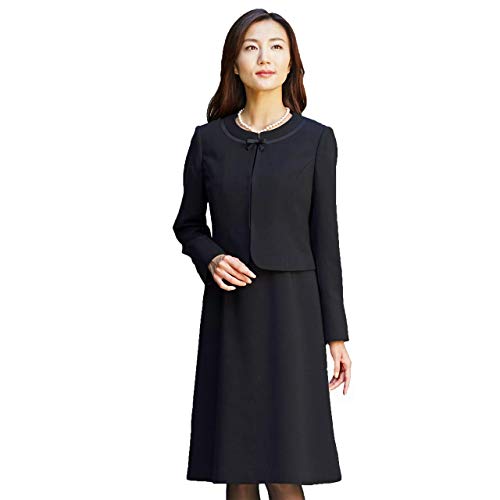 ブラックフォーマル B-GALLERY アンサンブル ジャケット ワンピース 喪服 礼服 葬儀 黒 レディース ブラック 15号