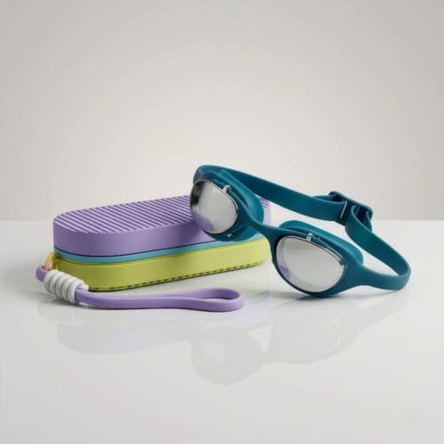 Image of First Lens Swimming Combo Kit Set with Swim Goggles & Swim Case for Men & Women - Purple Case & Blue Goggle